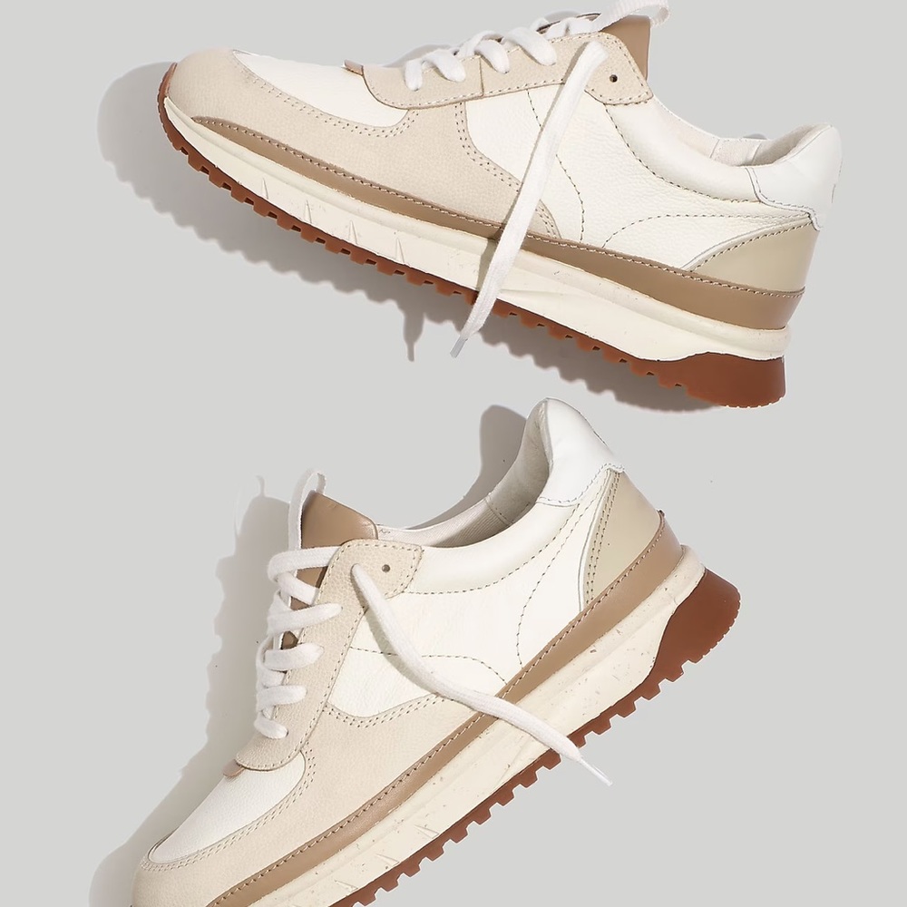 Kickoff Trainer Sneakers in Neutral Colorblock Leather